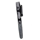 Walker & Williams GB-192 Cobalt Black Padded Guitar Strap With Racing Eagle & Texas Stars For Acoustic, Electric, And Bass Guitars