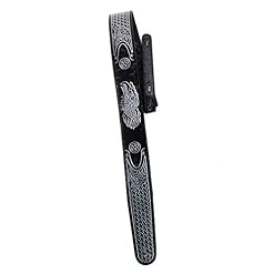 Walker & Williams GB-192 Sangle de guitare rembourrée Motif aigle de course Noir cobalt et étoiles Texas - Les Beatles, Paul McCartney, John Lennon, RIngo Starr, George Harrison