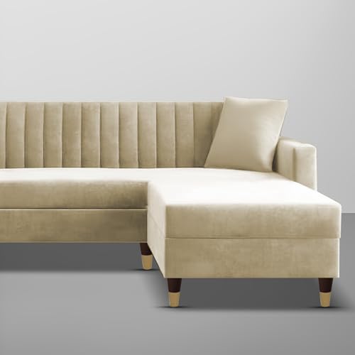 Image of Casaliving Garcia L Shape Sofa Set for Living Room Premium Fabric Sofa (4 Seater RHS, Cream)