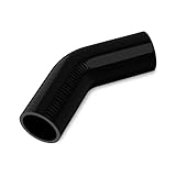 Endure 45 Degree Elbow Coupler Silicone Hose 4-Ply, 2-Inch(51mm), Couplers for High Performance Vehicles, Intake Piping, Length(102mm), Thickness (5mm), Automotive Silicone Hose - Black