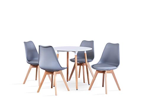 Grobkau Esstisch Mit 4 Stuhlen Moderner Weisser Runder Tisch Fur Kuche Esszimmer Kaffee Freizeit 5 Stuck 80 X 80 X 75 Cm Yjx Gy Moebel Suchmaschine Ladendirekt De
