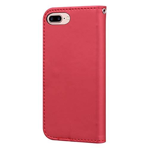 Tiyoo Phone Case for iPhone 7 Plus Case iPhone 8 Plus Cover Cartoon Animal Cute Pattern Folding Stand PU Leather Wallet Flip Cover Protective Case with Card Slots (red) - Image 4