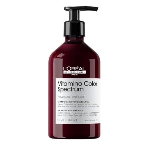 L'Oréal Professionnel Shampoo für Farbbrillanz mit Glass Hair Effekt bei coloriertem Haar, Mit Ferula- & Zitronensäure, Vegan, Serie Expert, Vitamino Color Spectrum Shampoo, 500 ml
