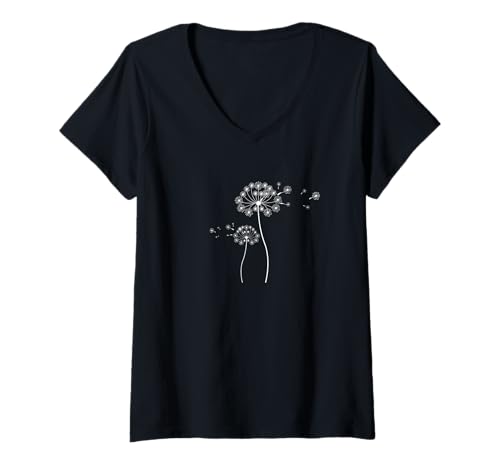 Femme Imprimé botanique de pissenlit - Jardinage jardinage T-Shirt avec Col en V