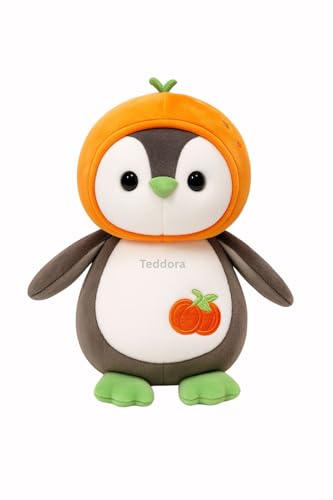 Image of Fruity Penguin Soft Toy for Girls Boys Kids, Orange Animal Plush Stuffed Baby Teddy Gift Birthday, 25 cm
