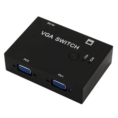 Yoiimiya Conmutador KVM VGA 2 puertos VGA Switcher para ordenador portátil, visualización del proyector, monitor de PC