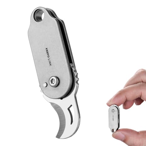 KEEPO LINK Couteau de Poche Mini en Titane pour Usage Quotidien – Lame Polyvalente Tranchante,...