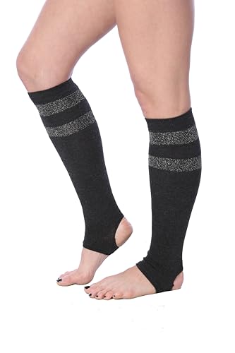 Image of Tipi Toe Women's Stirrup Yoga Socks, Lightweight Knee-High Leg Warmers, Open Heel Non-Slip Design. Ideal for Yoga & Dance