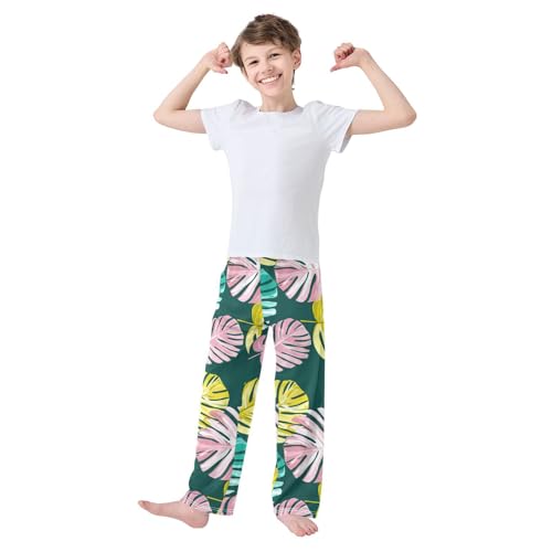 J JOYSAY Colorful Monstera Foliage Darkgreen Pajamas Pants Soft Long Pajama Bottoms Lounge Sleep Pants Size S-XL3