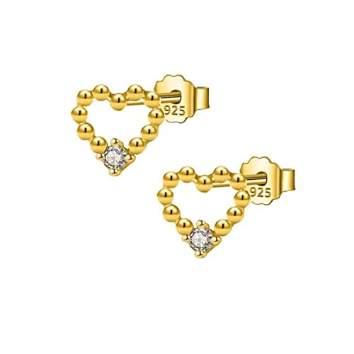 Boucles d'oreilles en Argent 925 véritable et cœur en CZ brillant pour femme