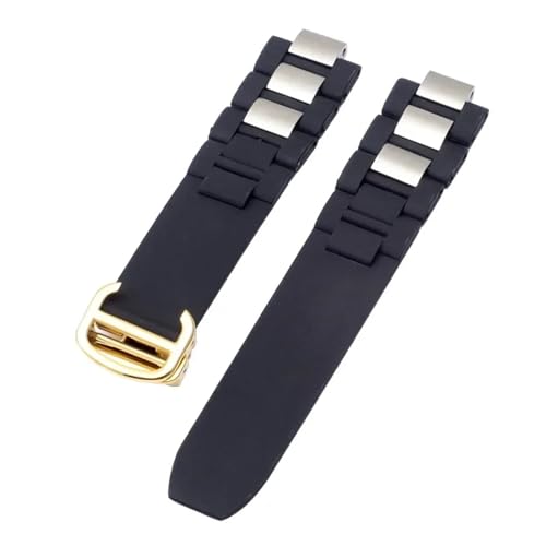 Bracelet montre caoutchouc étanche noir et blanc compatible Cartier 21e Siècle