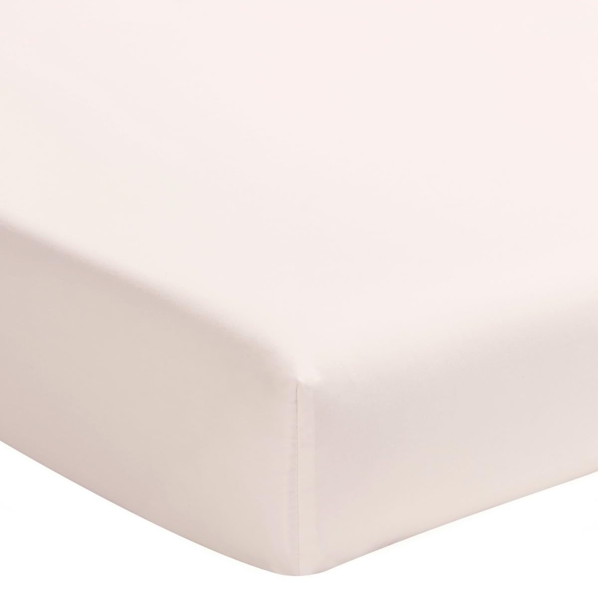 ESSIX - Plain Cotton Percale Fitted Sheet, 30 cm, FIRST, 180 x 220 cm, Pink Lingerie
