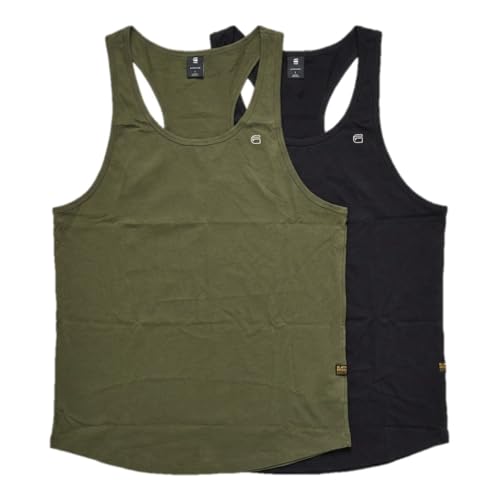 Camiseta G-star Lash Muscle Tank Top XL en color verde oliva para hombre