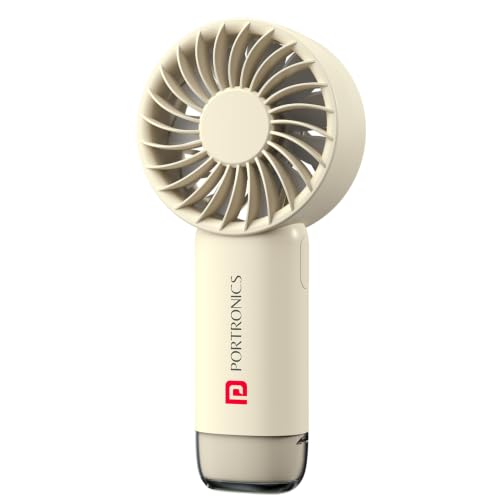 Image of Portronics Toofan Mini 2 Rechargeable Personal Hand Fan with 4000mAh Battery, Up to 6000 RPM High-Speed Airflow, 5 Speed Levels, BLDC Motor, Type-C Charging, For Travel, Office, Makeup & Outdoor