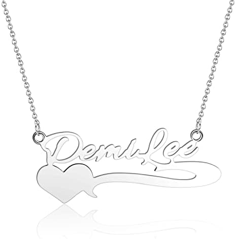 JETBON Personalised Sterling Silver Name Necklace Custom Silver Gold Rose Gold Name Jewellery Customised Dainty Pendant Birthday Christmas Gift for Women Men Girl, Custom Any Names Necklace