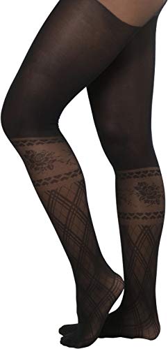 Image of ToBeInStyle Women's Faux Thigh High Opaque Print Nylon Tights