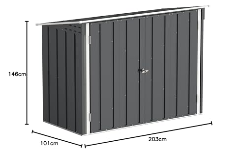 Duramax Fahrradschuppen für 2, Fahrradgarage mit komplett breiten, abschließbaren Doppeltüren, Lagerschuppen aus Metall, Gartenschuppen Fahrräder, Fahrradaufbewahrung, fahrradbox, Anthrazit