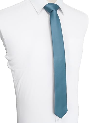 Image of JEMYGINS 2.4 inch Solid Color Skinny Tie Slim Necktie for Men