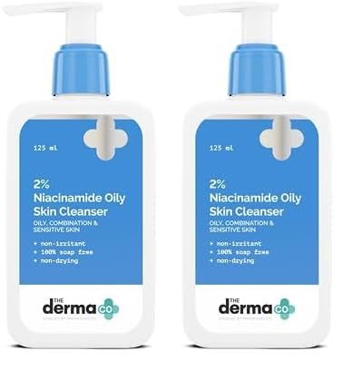 Image of The Derma Co 2% Niacinamide Oily Skin Cleanser for Sensitive, Oily & Combination Skin 125 ml Non-Irritant | 100% Soap-Free | Non-Drying | Gently Cleanses Makeup | With 0.1% ww Salicylic Acid