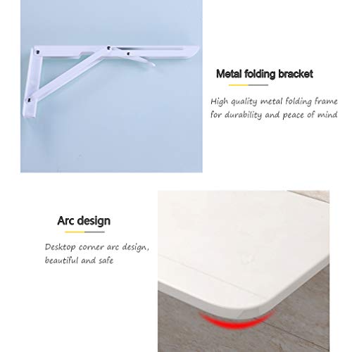 Mesa plegable montada en la pared, escritorio de cocina blanco con 2 soportes, acabado de piano brillante, mesa de pared que ahorra espacio, para oficina en casa, estación de trabajo plegable (39.5 x - imagen 5
