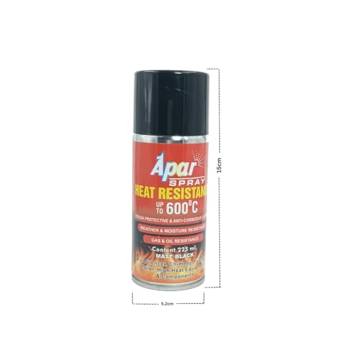 APAR Heat Resistant Matt Black 600°C Spray Paint 225 ml (Pack of 2pcs) For High Heat Surface Like silencer, boiler,chimneys etc.