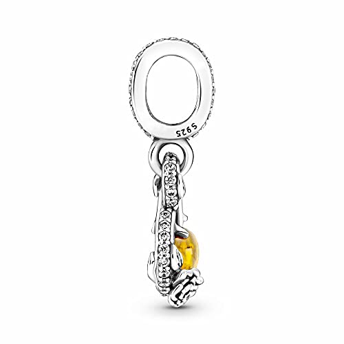 Image of The Golden Apple Dangle Charms 925 Sterling Silver Infinity Rose Flower Pendant with Yellow Cubic Zirconia for Bracelets