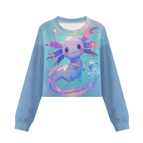Toddler Long Sleeve Shirt Girl Crewneck Soft Girls Crop Tops for 5-14 Years Cute Pullover Outdoor4