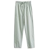 Baumwollwäsche Tai Chi Hosen Sommer dünne lose Tang Anzug Hosen Männer Kung Fu Uniform Hosen große Größe Green-XXL