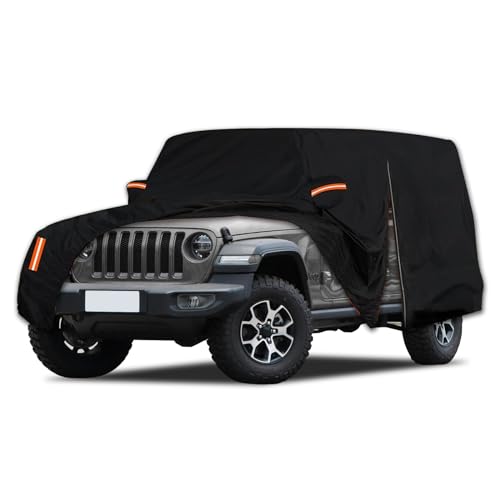 Image of Car Cover for Wrangler 4 Door JK JL,Wrangler Rain Covers Waterproof Driver Side Zipper Opening, Outdoor Full Coverage, Dustproof, Sunproof, Windproof, All Weather Protection