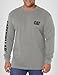 Caterpillar Trademark Banner Long Sleeve Tee Shirts for Men with Center Back Neck Wire Management Loop and Cat Workwear Logo - Dark Heather Grey, X-Large