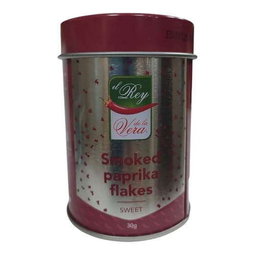 Escamas de Pimientos Dulces de la Vera El Rey de la Vera – Pimiento Seco Ahumado en Escamas, Sabor Dulce y Ahumado, Textura Crujiente, Denominación de Origen Pimentón de la Vera - 30g