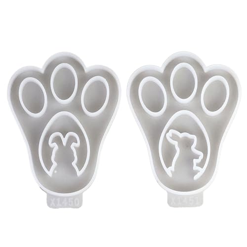PANGBOER 2 posavasos de silicona ahuecados con diseño de patas de conejos, Pascua, conejos, resinas epoxi, fundición, para manualidades y hogar