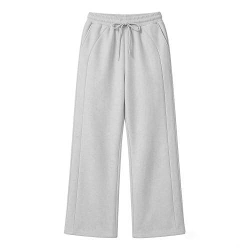 XINGJIAARTS Two Piece Sweatsuit Sets For Women Crewneck Sweatshirt And Pants Set Matching Tracksuit Lounge Travel Outfits Light Gray Small - image 2
