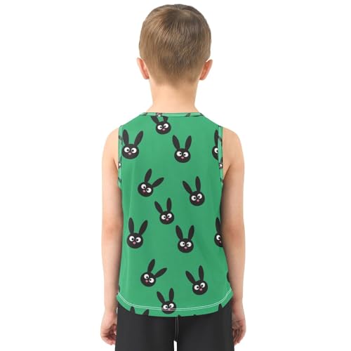 J JOYSAY Cartoon Rabbit Green Boys Tank Top Sleeveless Muscle Shirts Quick Dry Active Sport Workout Kids T-Shirts 3-15T3