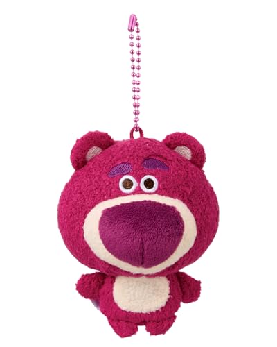 MINISO Disney Toy Story Lotso Plush Keychain Cute Big Head Stuffy Pendant with Barky Sound Soft Lotso Charm for Bag Backpack Handbag Car Keys Birthday Gifts for Girls Boys Women Men