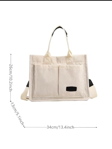 Image of Cherry Tote Bag for Women Canvas Patched Purse Cute Shoulder Bag Multi-Pocket Satchel Handbag for work travel
