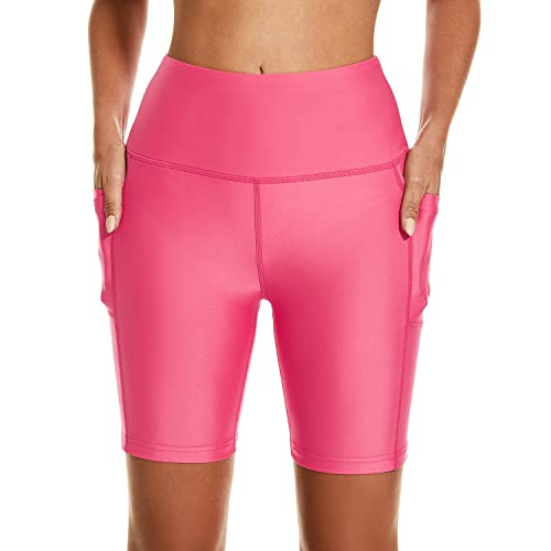 Image of HODOSPORTS Women's 3'' /5'' /7'' /9'' /12'' Swim Board Shorts UPF50+ High Waisted Quick Dry Swimsuit Bottoms with Pockets Liner