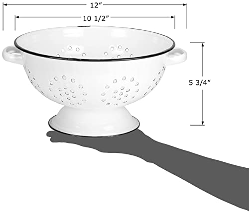 Redcoenamelwaremetalclassic105inchroundfoodstrainercolanderwithtwohandlesdistressedwhiteblackrim Urban Country Home Decor Red co enamelware metal classic 105 inch round food strainer colander with two handles distressed whiteblack rim urban country home decor