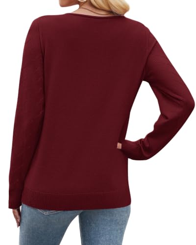 Image of WIHOLL Sweaters for Women V Neck Casual Knit Long Sleeve Tops Lightweight Pullover Clothes Fall Fashion Outfits 2026
