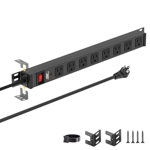 Mountable Long Power Strip, 2100 Joules Heavy Duty Surge