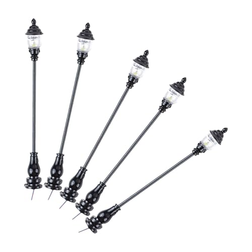 Outanaya 5個 模型院灯 ミニチュア街灯モデル 屋外風景用ドールハウス装飾 素材使用 ミニ園や砂場のリアルな細部演出に