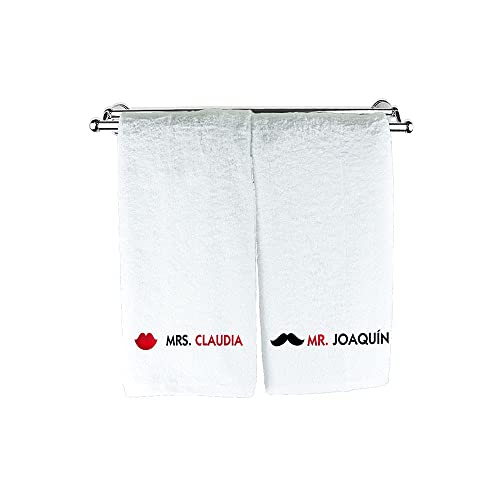 CALLE DEL REGALO Pack de Toallas para Parejas de 100% algodón Personalizadas con Nombres