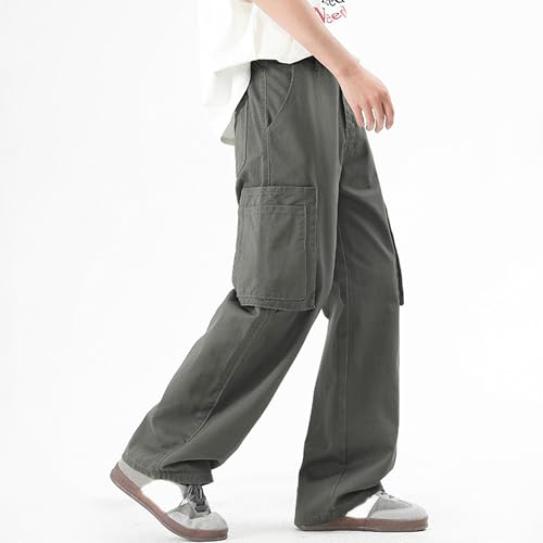 XYXIONGMAO Men's Black Casual Hip Hop Streetwear Loose Pleated Techwear Joggers Overalls Cargo Pants Multi-Pocket Sweatpants3