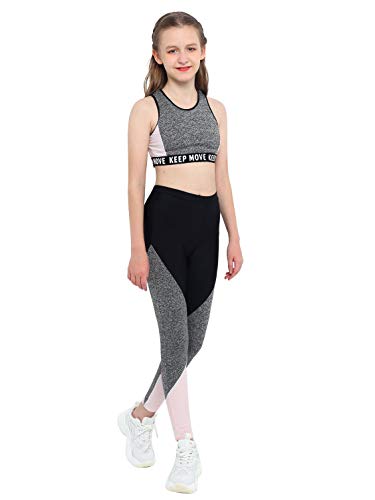 Kids Girls' Yoga Dance Performance Outfit Tracksuit Crop Top with Athletic Leggings 2 Piece Set