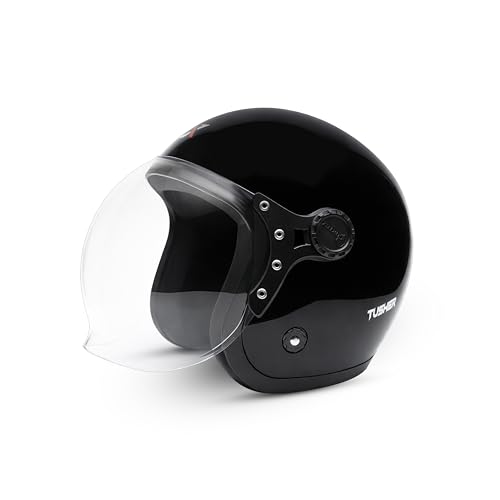 Image of Cortex Tusker Half Face Helmet Matt Finish with Scratch Resistant Curved Polycarbonate Visor, Hard ABS Shell Helmet for Men and Women | Clear Visor, Lightweight