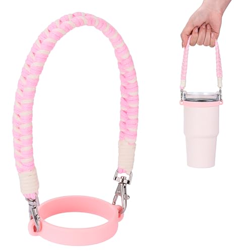Soledea Manico per bottiglia d'acqua, cordini intrecciati a mano in silicone, portabottiglie con tracolla, compatibile con accessori per bottiglie Stanley Cup Hydroflask da 8-4 once