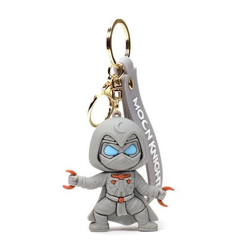 DAIYAMONDO Premium Wold Famous Super Hero Series Moon Night Main Character Silicon 3D Rubber Keychain With Long Ribbon For Bag Charm, Bike Keychain, Car Key Rings, Gifts, Multicolor