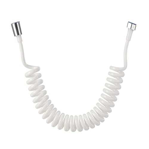 Manguera de Ducha de Primavera ABS Manguera de Ducha Telescópica Flexible para Agua Plomería Inodoro Bidé Pulverizador Pistola Baño，perfecto para lavar el cabello o limpiar el lavabo,blanco