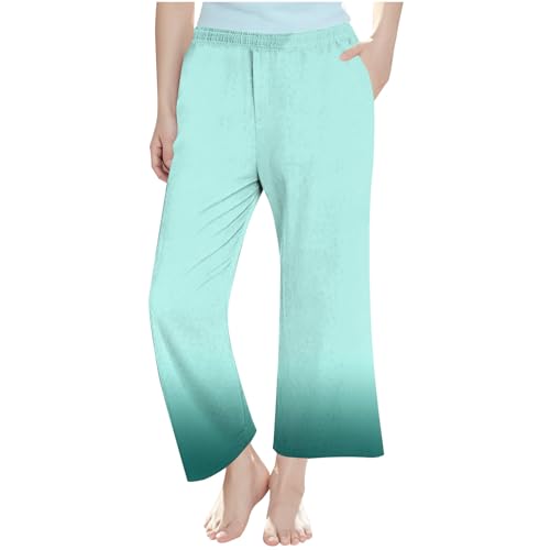 Girls Gradient Cute Summer Workout Pants Elastic Waist Lightweight Straight Yoga Trousers with Pockets for Kids 4-14 Years 5