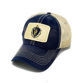 S.L. Revival CoMassachusetts Flag Patch Trucker Hat, Navy